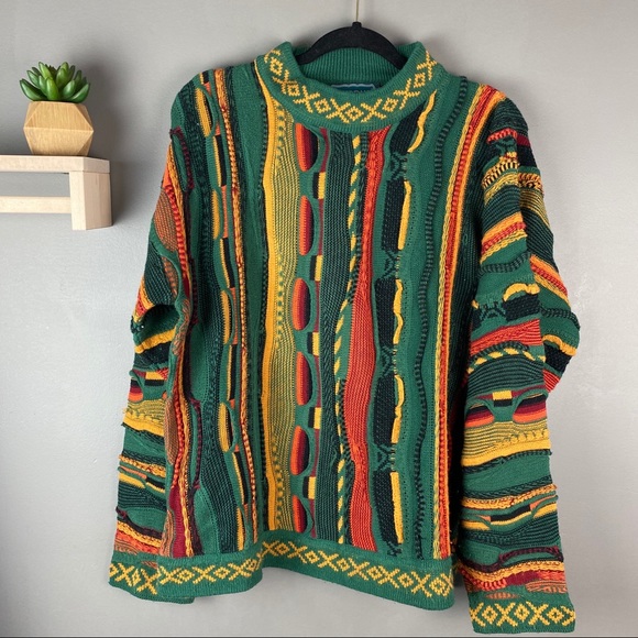 campus Sweaters - Vintage chunky oversized sweater green size large